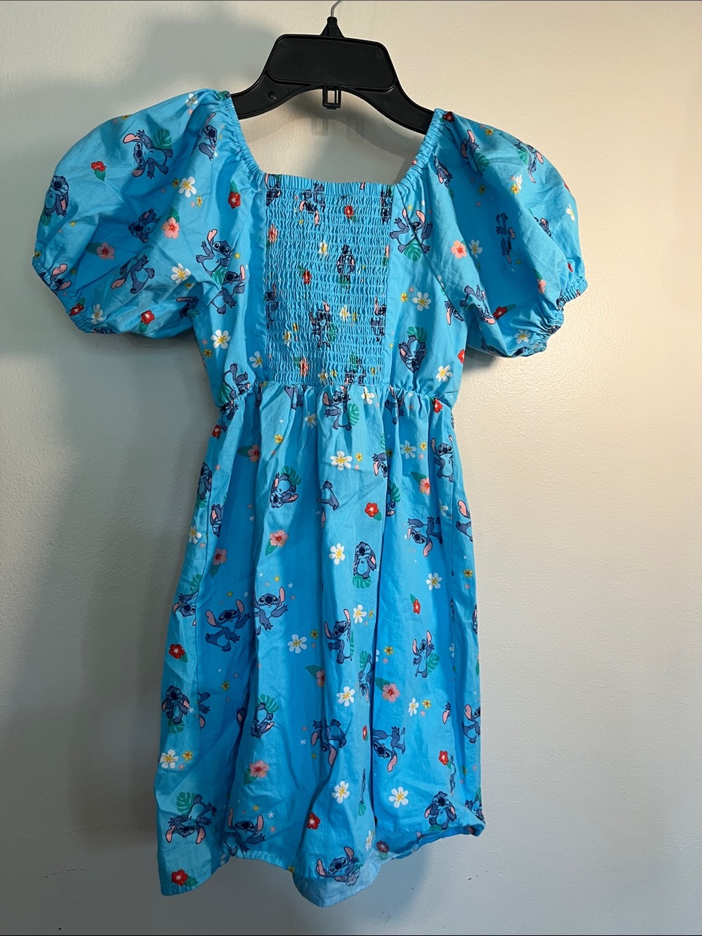 Disney Blue Stitch Puff Sleeve Nightgown with Floral Accents - Picture 2 of 4